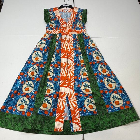 Hunter Bell April Dress orange green cotton size 8 - Picture 2 of 8